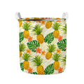 Beige Zebra Pineapple Pattern Print Collapsible Laundry Basket
