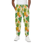 Beige Zebra Pineapple Pattern Print Cotton Pants