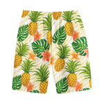 Beige Zebra Pineapple Pattern Print Cotton Shorts