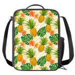 Beige Zebra Pineapple Pattern Print Crossbody Lunch Bag