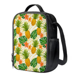 Beige Zebra Pineapple Pattern Print Crossbody Lunch Bag