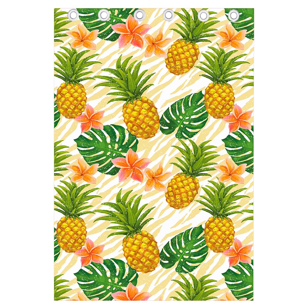 Beige Zebra Pineapple Pattern Print Curtain