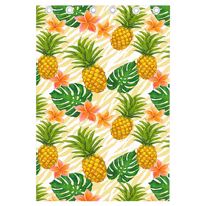 Beige Zebra Pineapple Pattern Print Curtain
