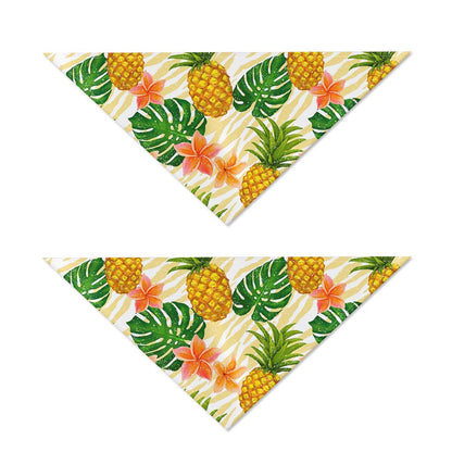 Beige Zebra Pineapple Pattern Print Dog Bandana