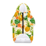 Beige Zebra Pineapple Pattern Print Dog Zip Up Hoodie