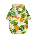 Beige Zebra Pineapple Pattern Print Dog Zip Up Hoodie