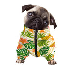Beige Zebra Pineapple Pattern Print Dog Zip Up Jacket