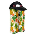Beige Zebra Pineapple Pattern Print Double Neoprene Wine Tote