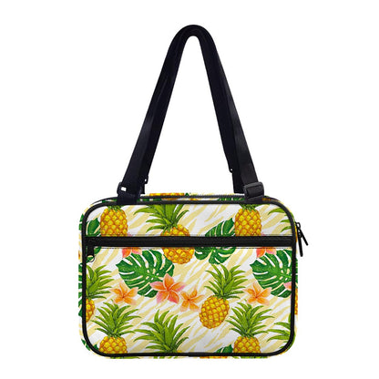 Beige Zebra Pineapple Pattern Print Double Strap Bible Bag