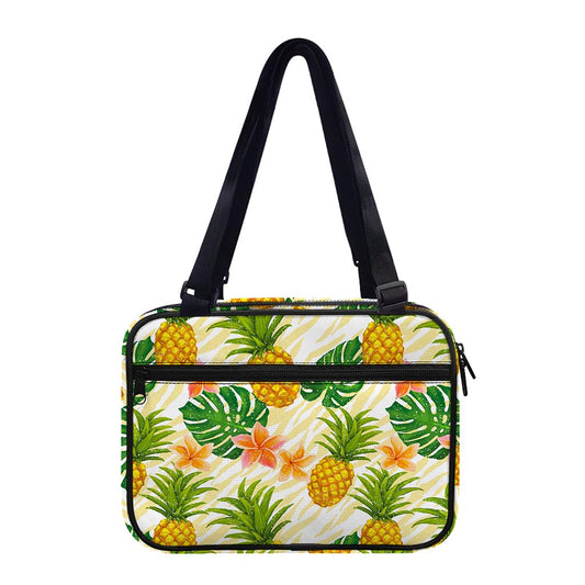 Beige Zebra Pineapple Pattern Print Double Strap Bible Bag