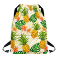 Beige Zebra Pineapple Pattern Print Drawstring Backpack