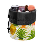 Beige Zebra Pineapple Pattern Print Drawstring Makeup Bag