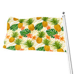 Beige Zebra Pineapple Pattern Print Flag