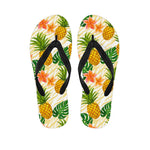 Beige Zebra Pineapple Pattern Print Flip Flops