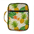 Beige Zebra Pineapple Pattern Print Front Pocket Bible Bag