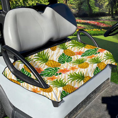 Beige Zebra Pineapple Pattern Print Golf Cart Seat Cover