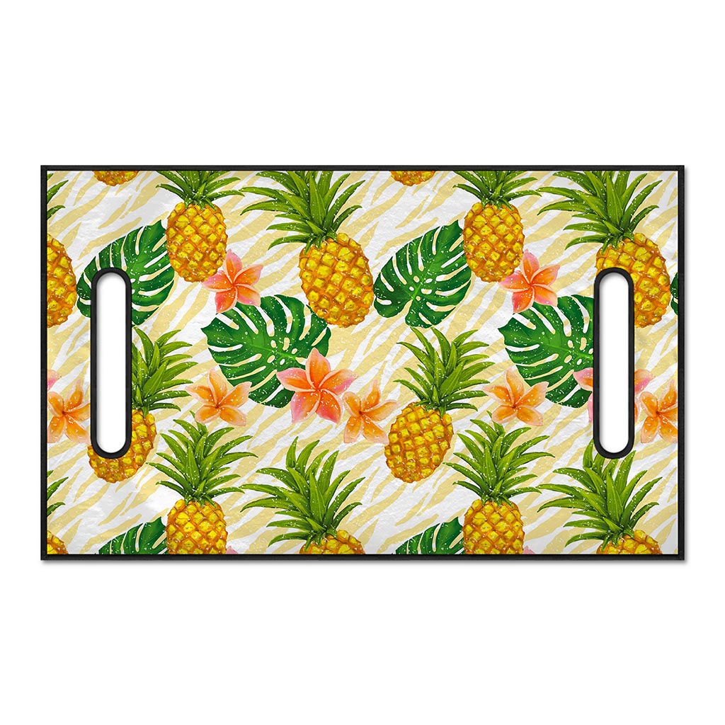 Beige Zebra Pineapple Pattern Print Golf Cart Seat Cover