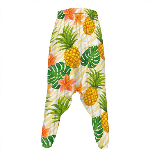 Beige Zebra Pineapple Pattern Print Hammer Pants