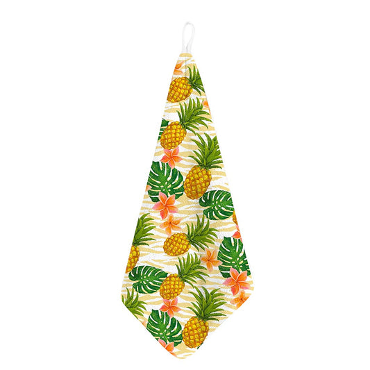 Beige Zebra Pineapple Pattern Print Hand Towel