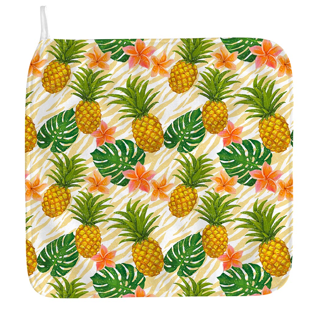 Beige Zebra Pineapple Pattern Print Hand Towel