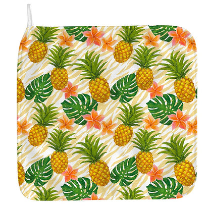 Beige Zebra Pineapple Pattern Print Hand Towel