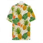Beige Zebra Pineapple Pattern Print Hawaiian Shirt