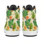 Beige Zebra Pineapple Pattern Print High Top Leather Sneakers