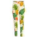 Beige Zebra Pineapple Pattern Print High-Waisted Pocket Leggings