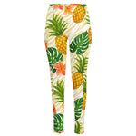 Beige Zebra Pineapple Pattern Print High-Waisted Pocket Leggings