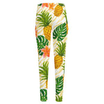 Beige Zebra Pineapple Pattern Print High-Waisted Pocket Leggings