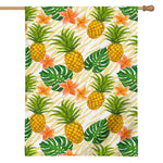 Beige Zebra Pineapple Pattern Print House Flag