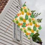 Beige Zebra Pineapple Pattern Print House Flag