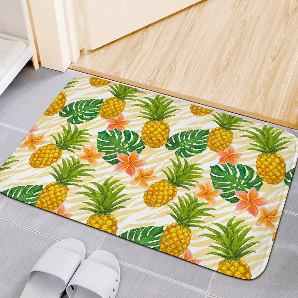 Beige Zebra Pineapple Pattern Print Indoor Door Mat