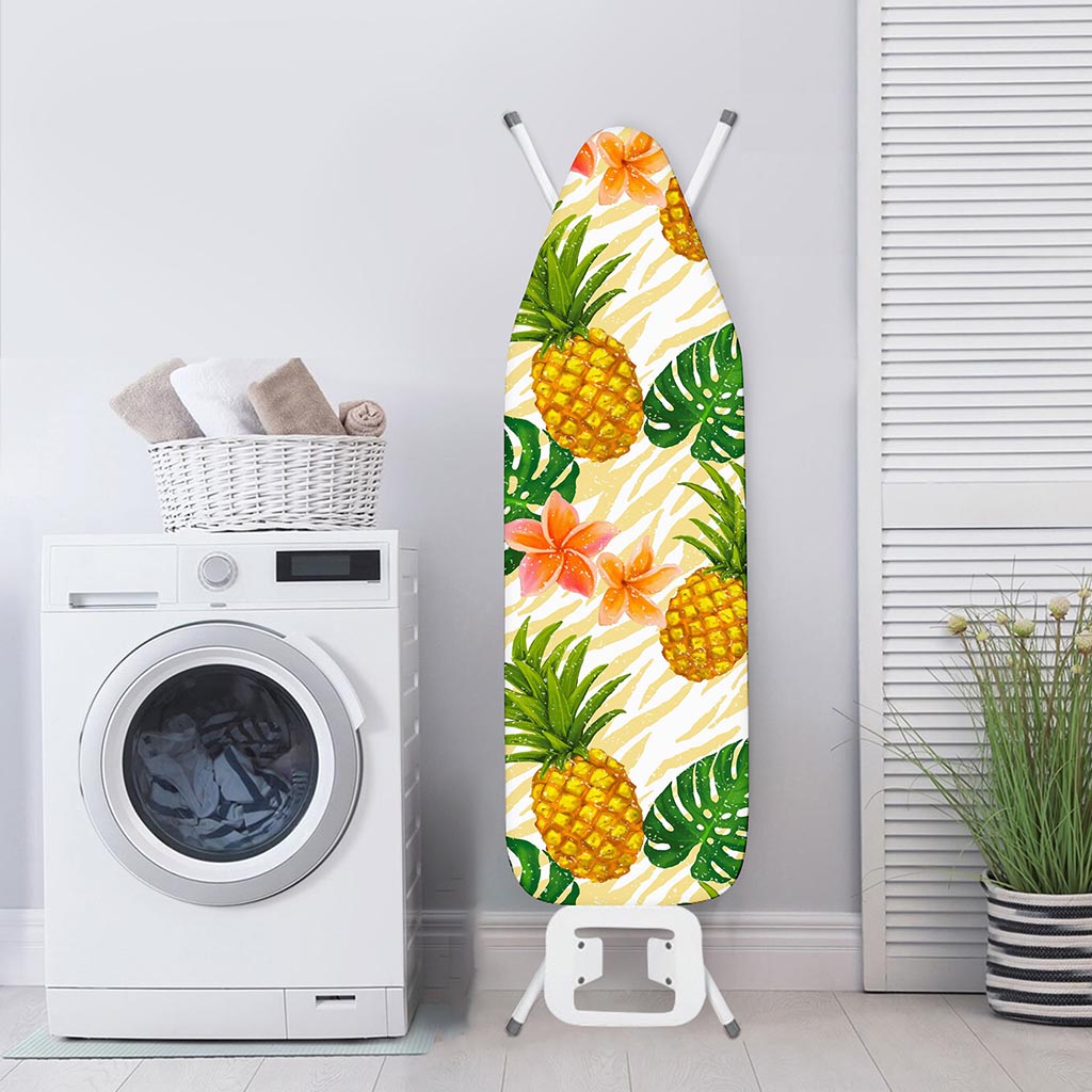 Beige Zebra Pineapple Pattern Print Ironing Board Cover
