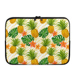 Beige Zebra Pineapple Pattern Print Laptop Sleeve
