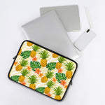 Beige Zebra Pineapple Pattern Print Laptop Sleeve