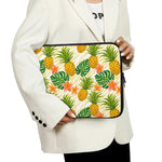Beige Zebra Pineapple Pattern Print Laptop Sleeve