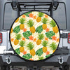 Beige Zebra Pineapple Pattern Print Leather Spare Tire Cover