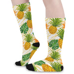 Beige Zebra Pineapple Pattern Print Long Socks