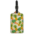 Beige Zebra Pineapple Pattern Print Luggage Tag