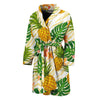 Beige Zebra Pineapple Pattern Print Men's Bathrobe