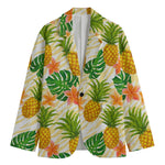 Beige Zebra Pineapple Pattern Print Men's Blazer