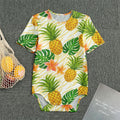 Beige Zebra Pineapple Pattern Print Men's Bodysuit