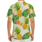 Beige Zebra Pineapple Pattern Print Men's Deep V-Neck Shirt