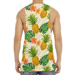 Beige Zebra Pineapple Pattern Print Men's Muscle Tank Top