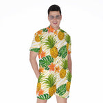 Beige Zebra Pineapple Pattern Print Men's Rompers