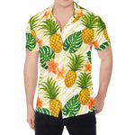 Beige Zebra Pineapple Pattern Print Men's Shirt