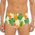 Beige Zebra Pineapple Pattern Print Men's Triangle Swim Briefs