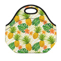 Beige Zebra Pineapple Pattern Print Neoprene Lunch Bag