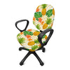 Beige Zebra Pineapple Pattern Print Office Chair Cover